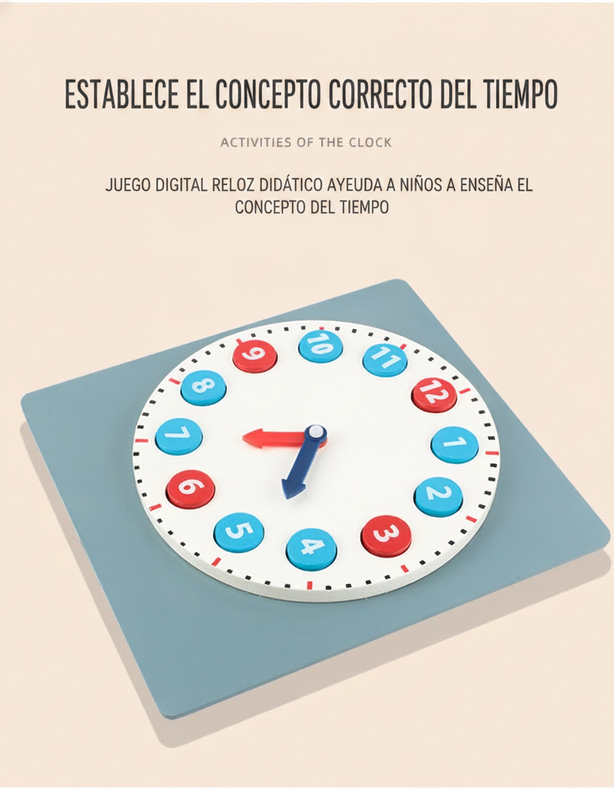 Reloj Montessori de madera para niños 3-6 años - 6
