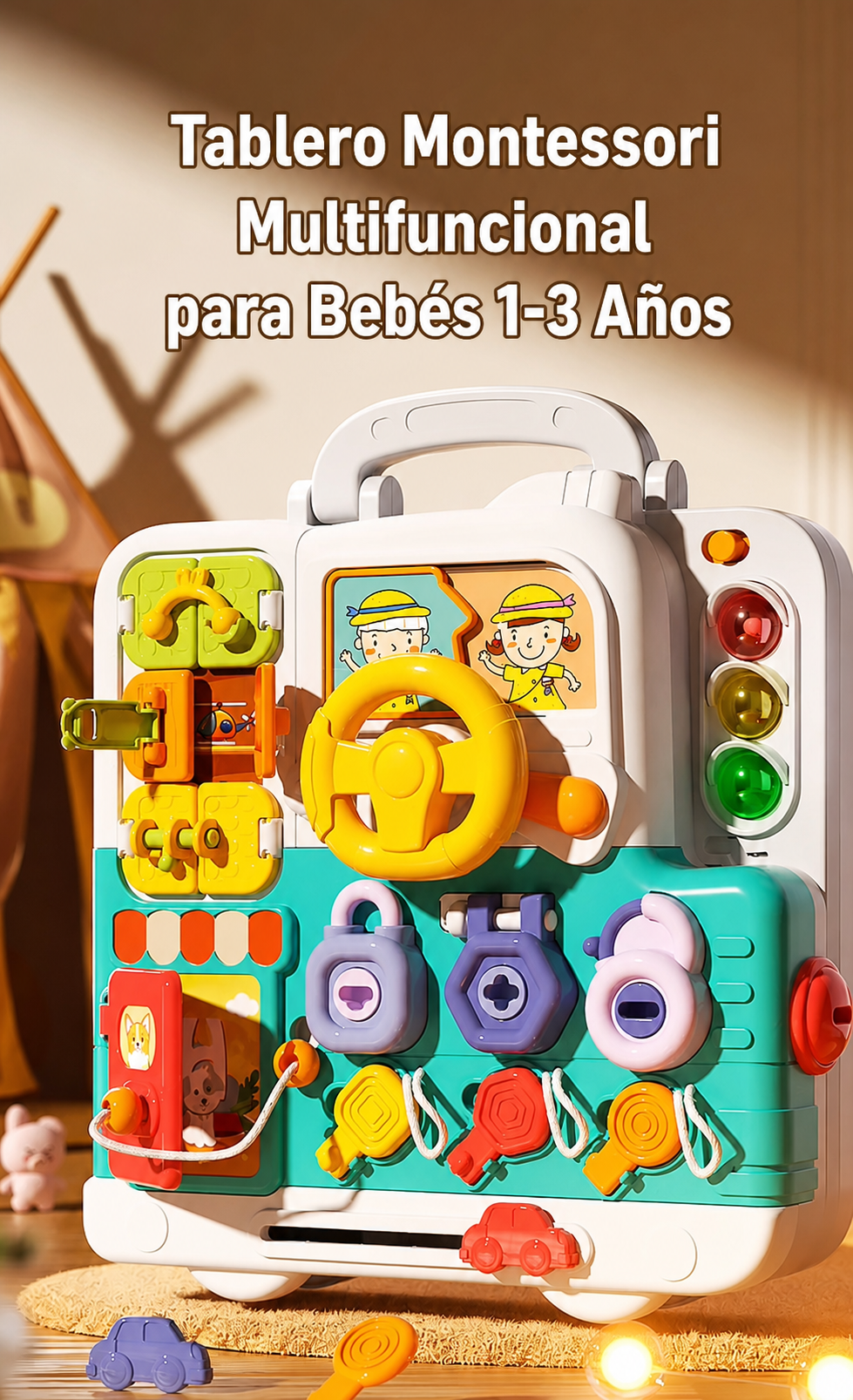 Tablero Montessori Multifuncional para Bebés 1-3 Años - 10