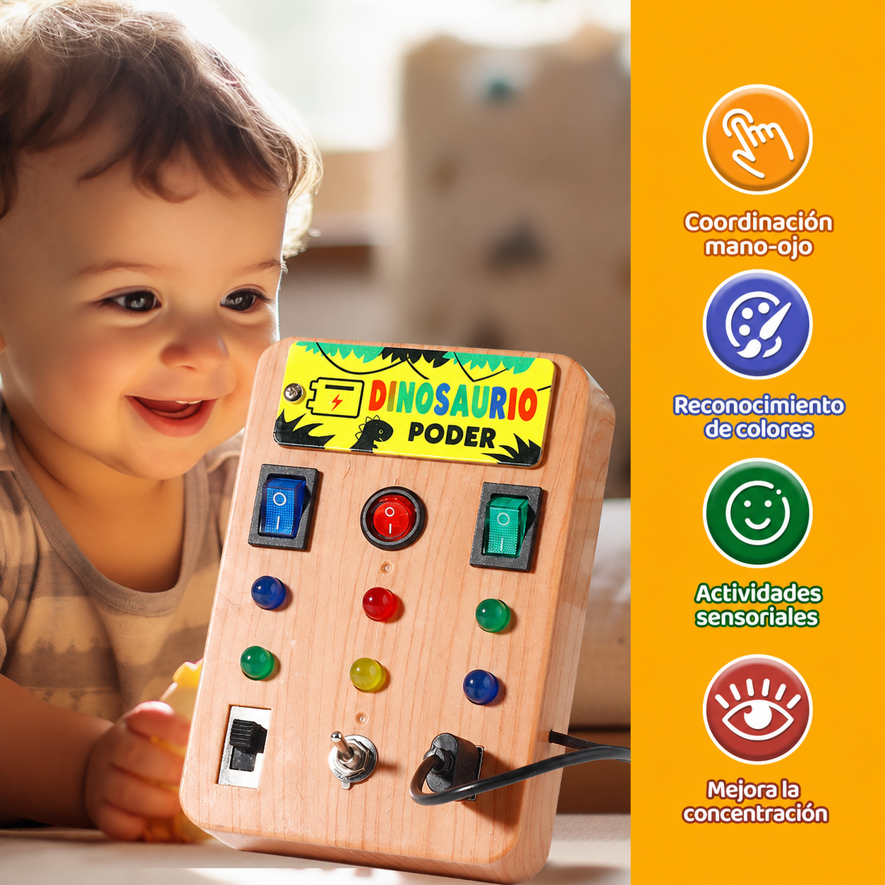 Tablero Montessori LED con Interruptores para Niños - 12