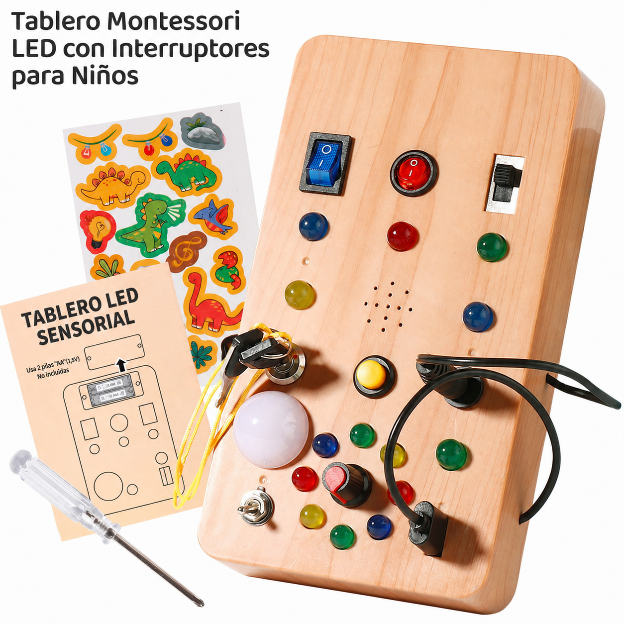 Tablero Montessori LED con Interruptores para Niños - 2