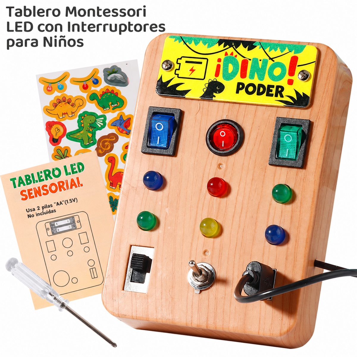 Tablero Montessori LED con Interruptores para Niños - 7