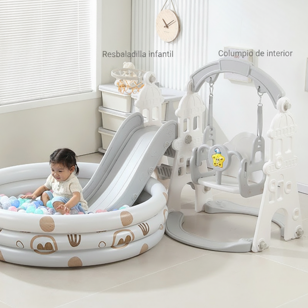 Resbaladilla infantil con columpio set de juego para casa - 1