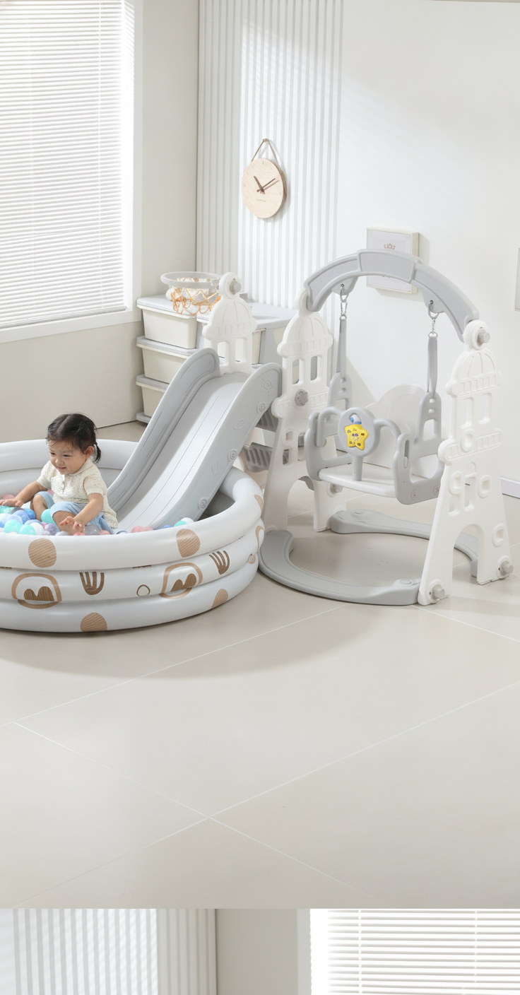 Resbaladilla infantil con columpio set de juego para casa - 11