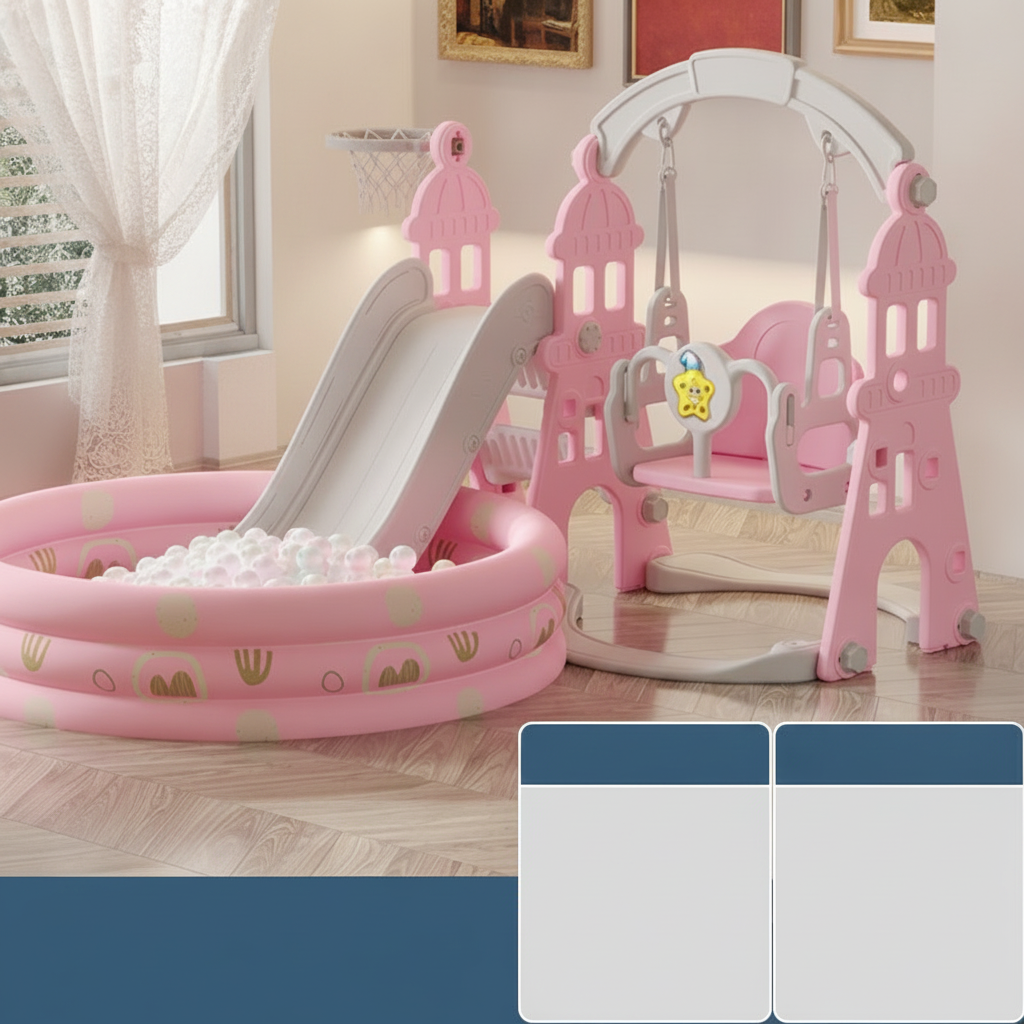 Resbaladilla infantil con columpio set de juego para casa - 7