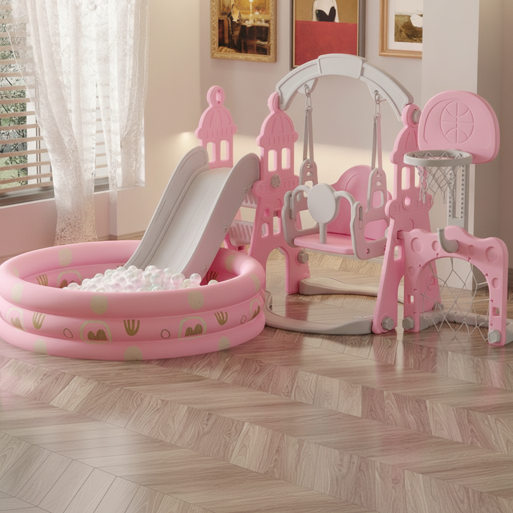 Resbaladilla infantil con columpio set de juego para casa - 9