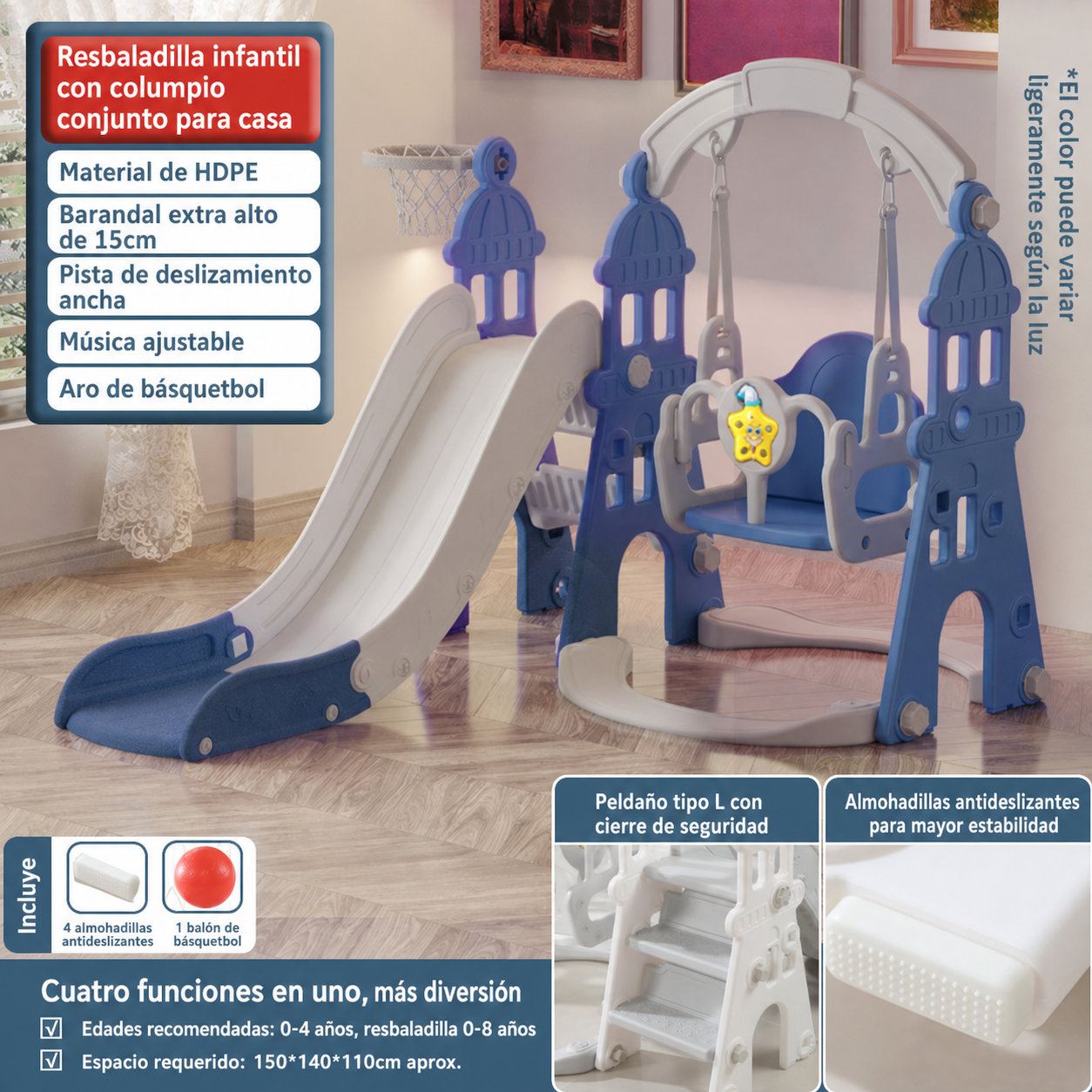 Resbaladilla infantil con columpio set de juego para casa