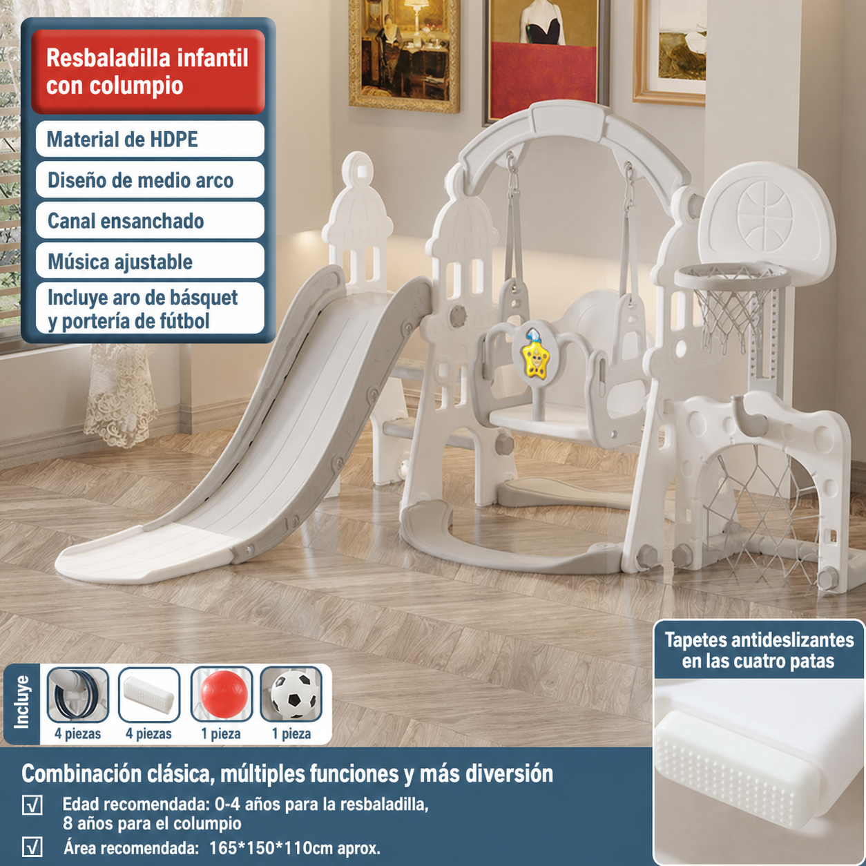 Resbaladilla infantil con columpio set de juego para casa