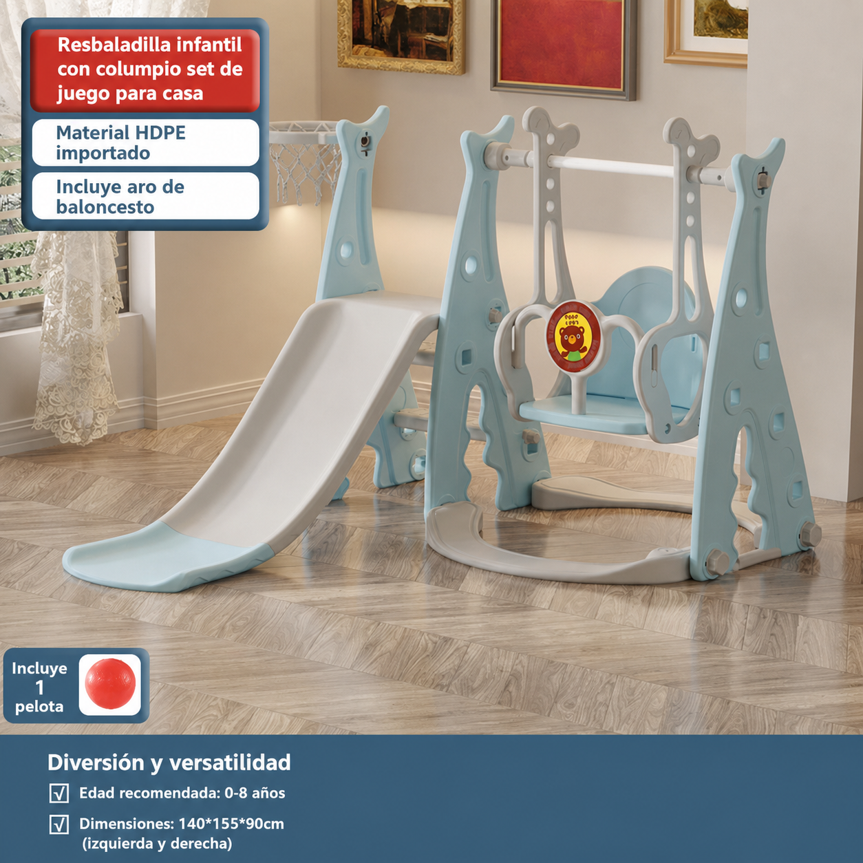 Resbaladilla infantil con columpio set de juego para casa