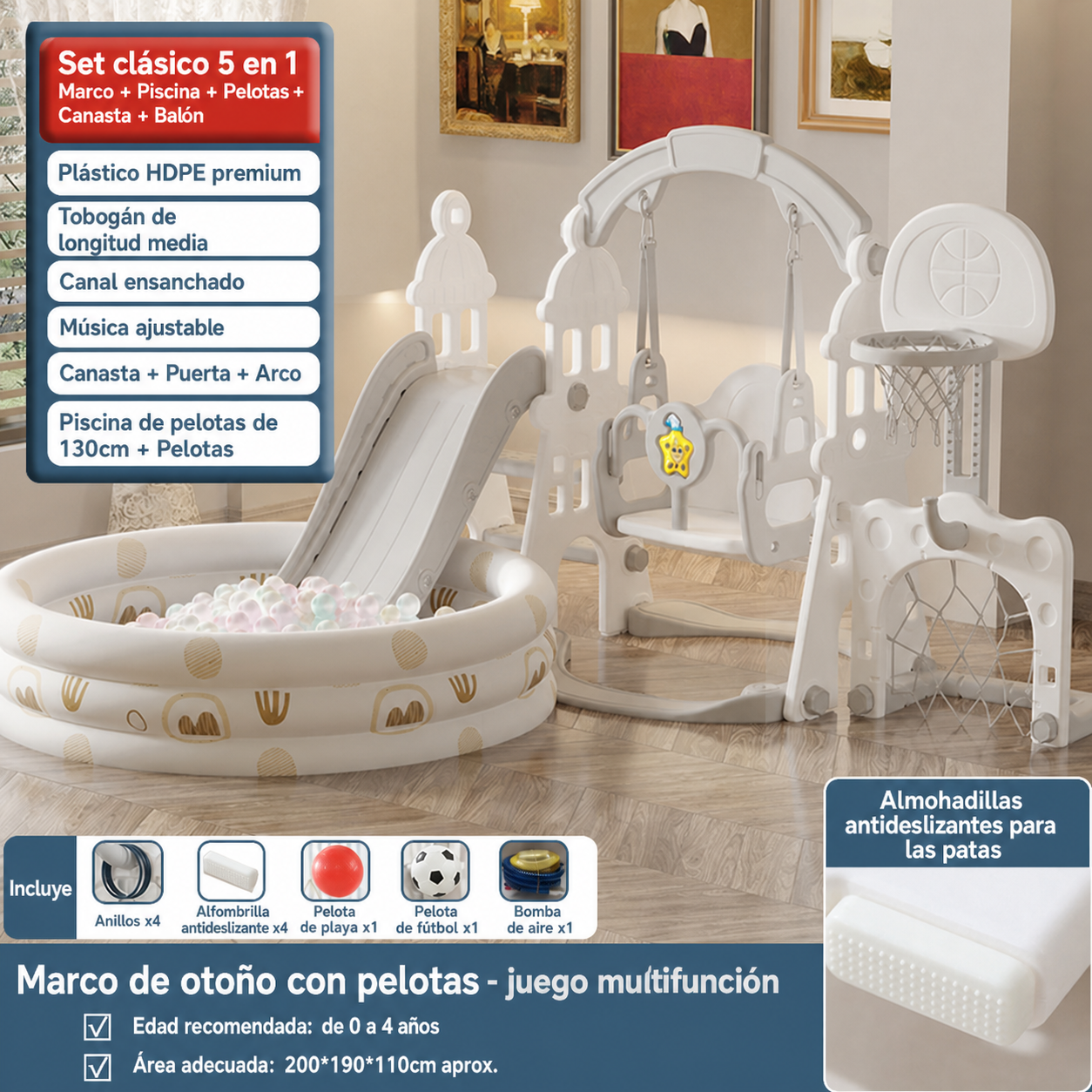 Resbaladilla infantil con columpio set de juego para casa