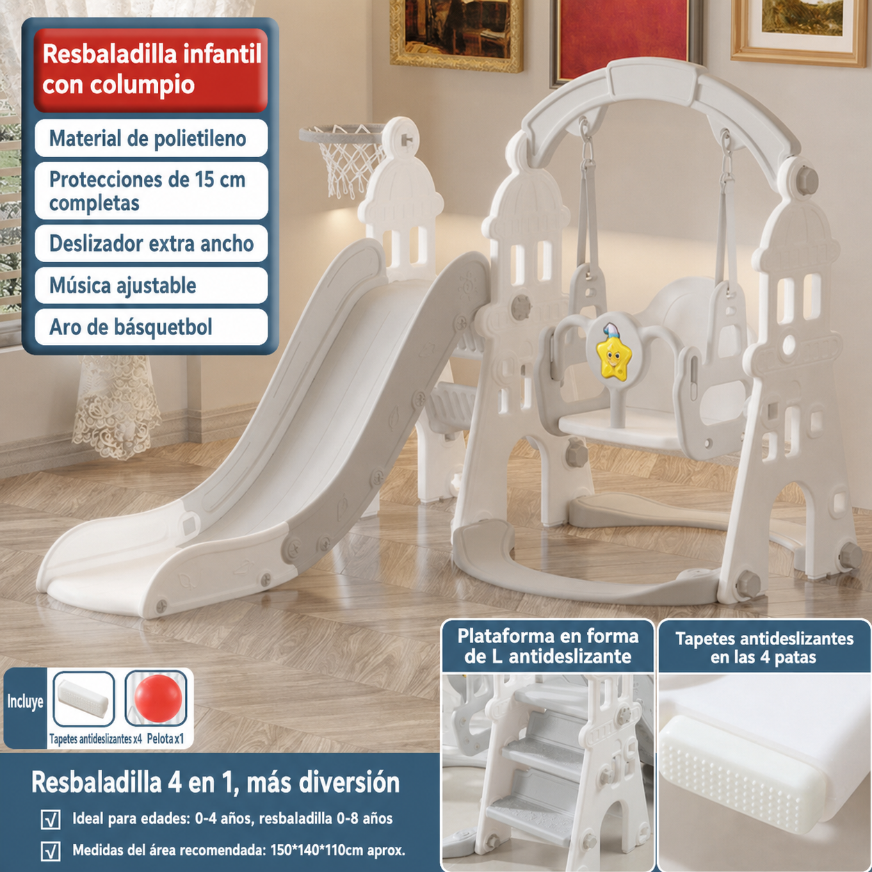 Resbaladilla infantil con columpio set de juego para casa