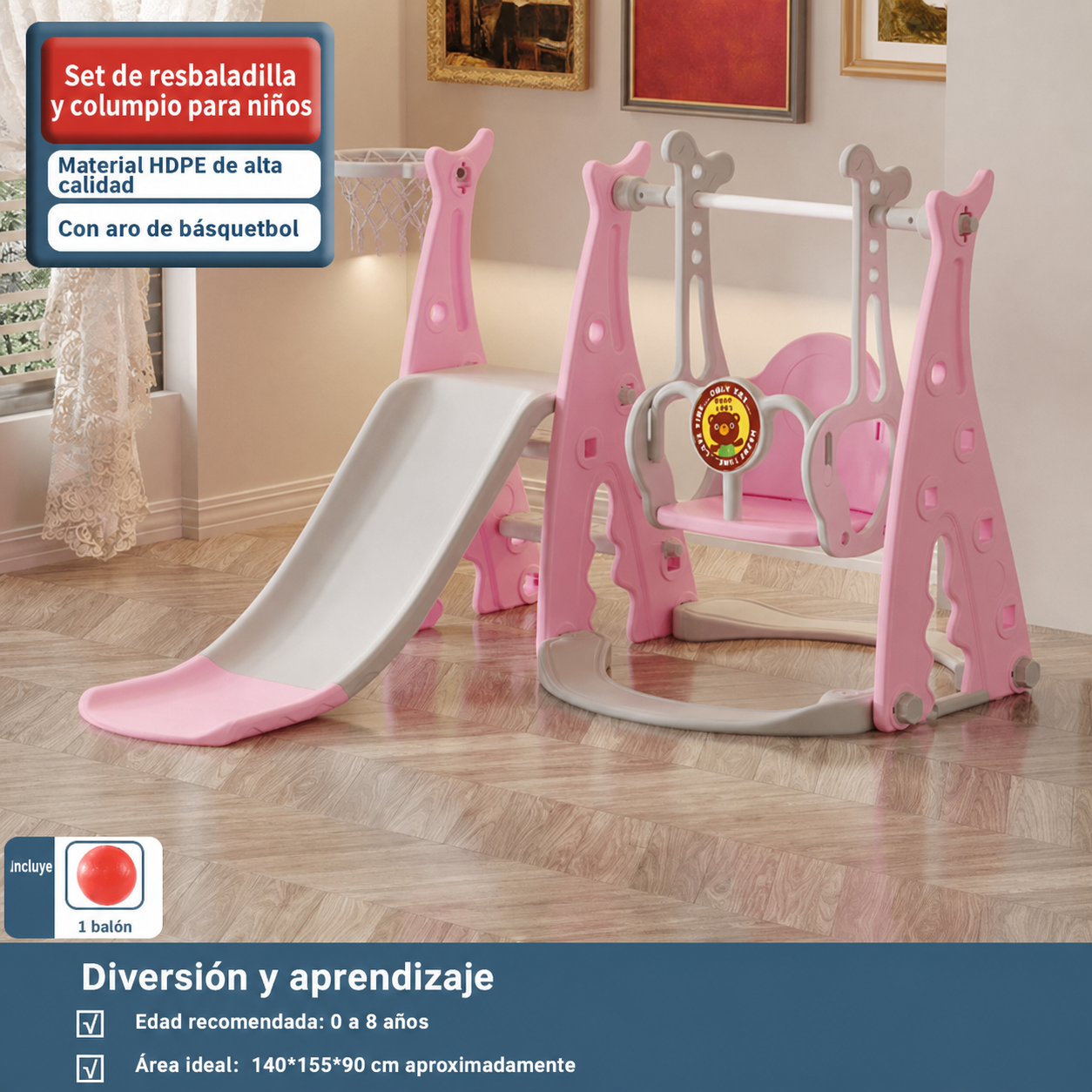 Resbaladilla infantil con columpio set de juego para casa