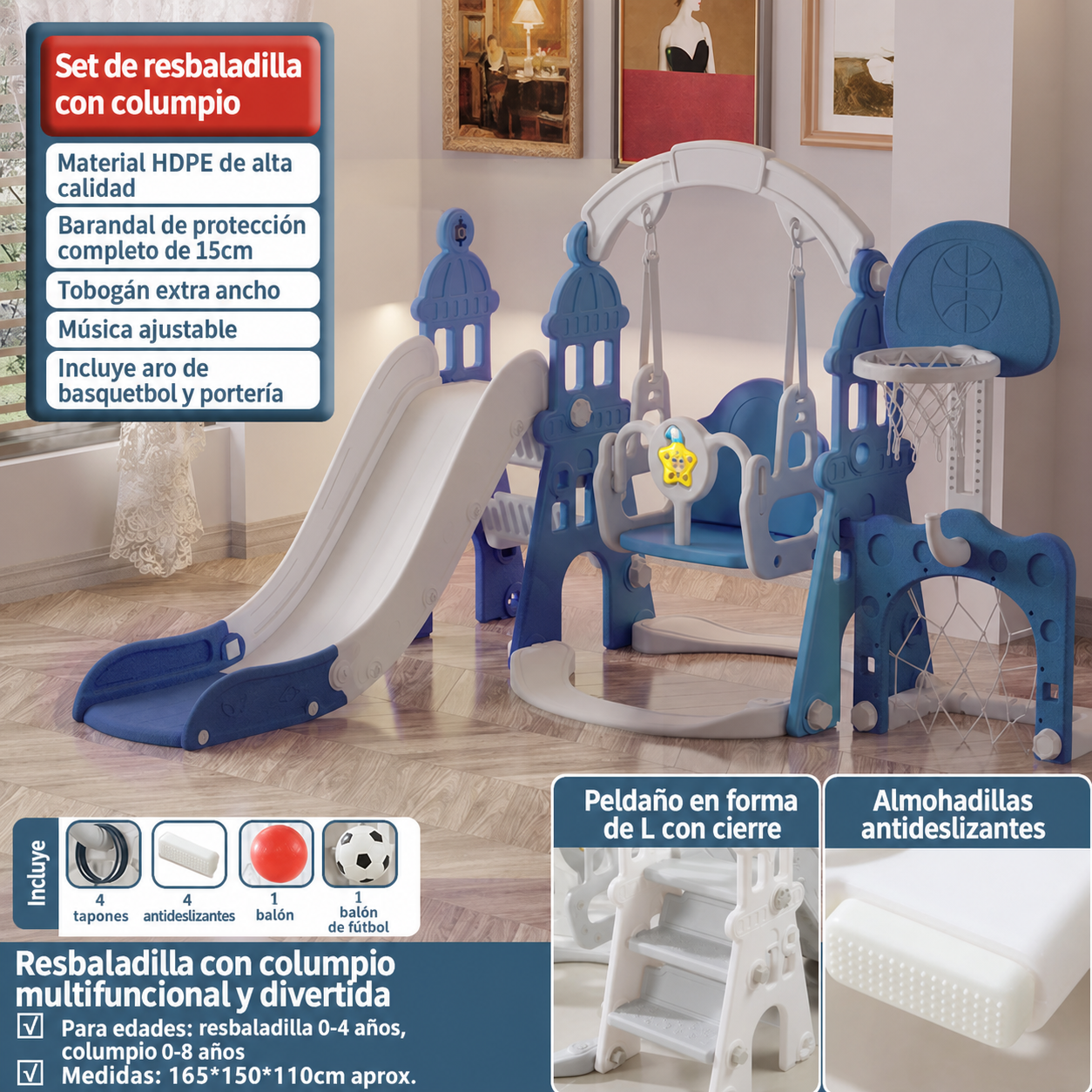 Resbaladilla infantil con columpio set de juego para casa