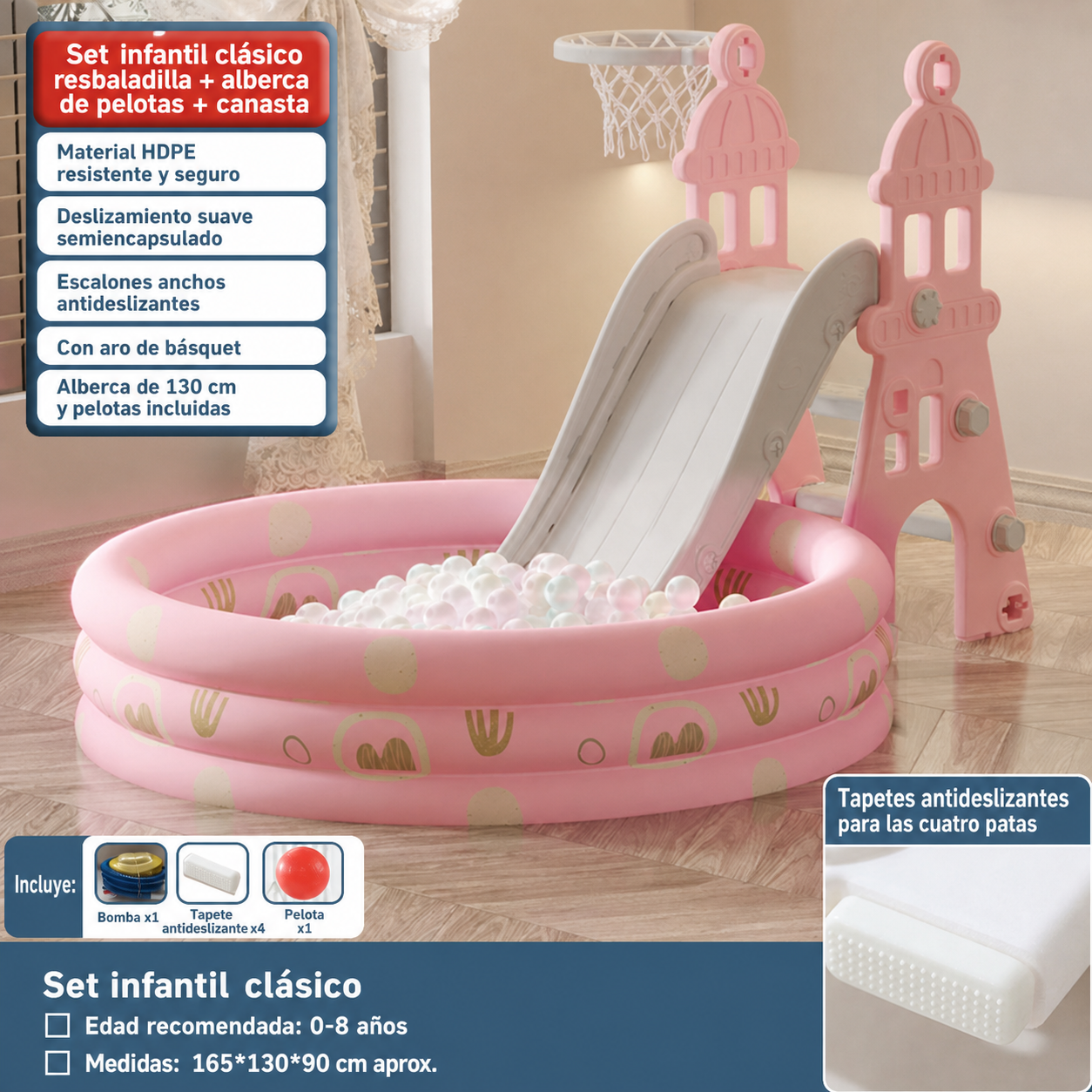 Resbaladilla infantil con columpio set de juego para casa