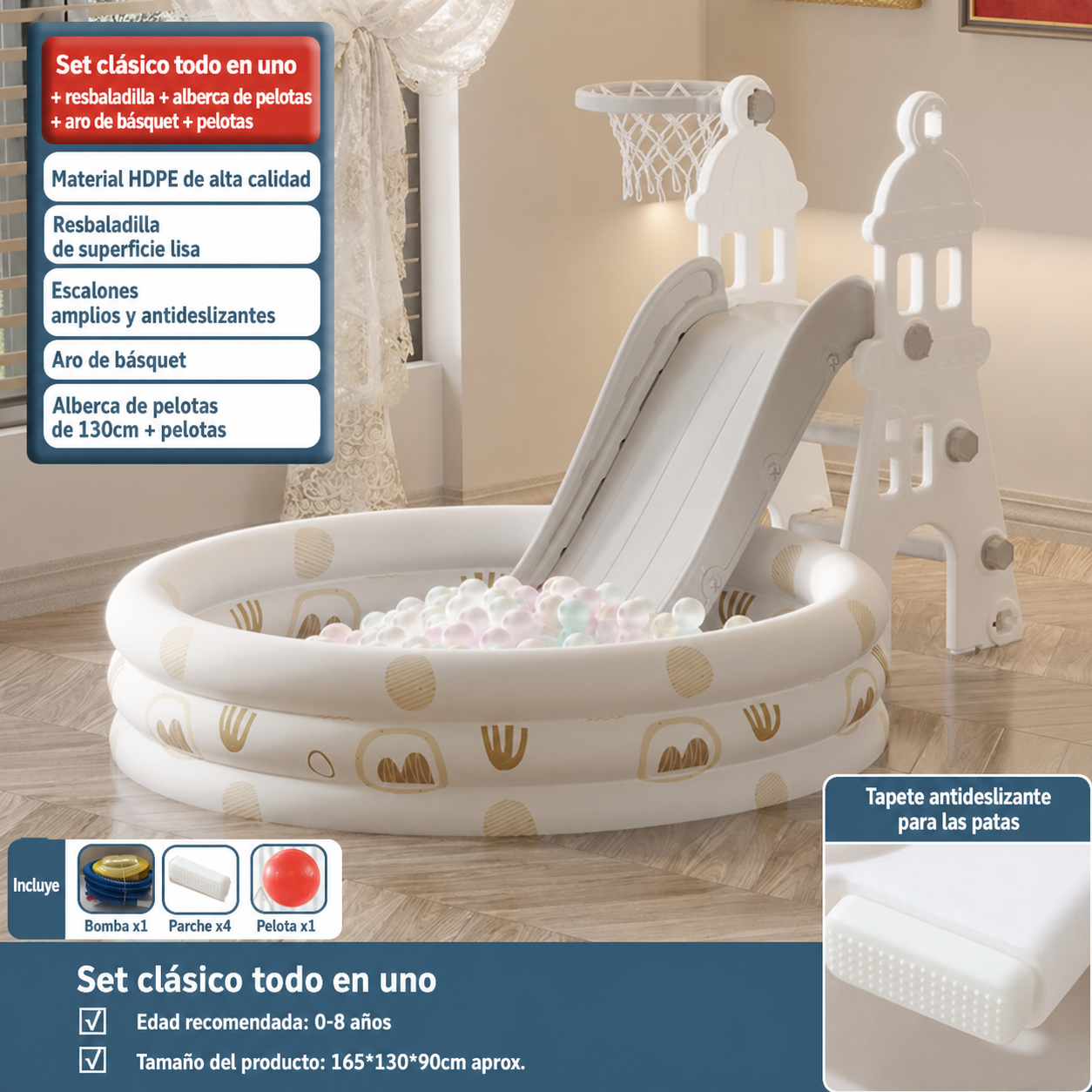 Resbaladilla infantil con columpio set de juego para casa