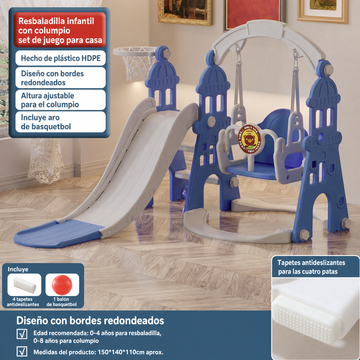 Resbaladilla infantil con columpio set de juego para casa