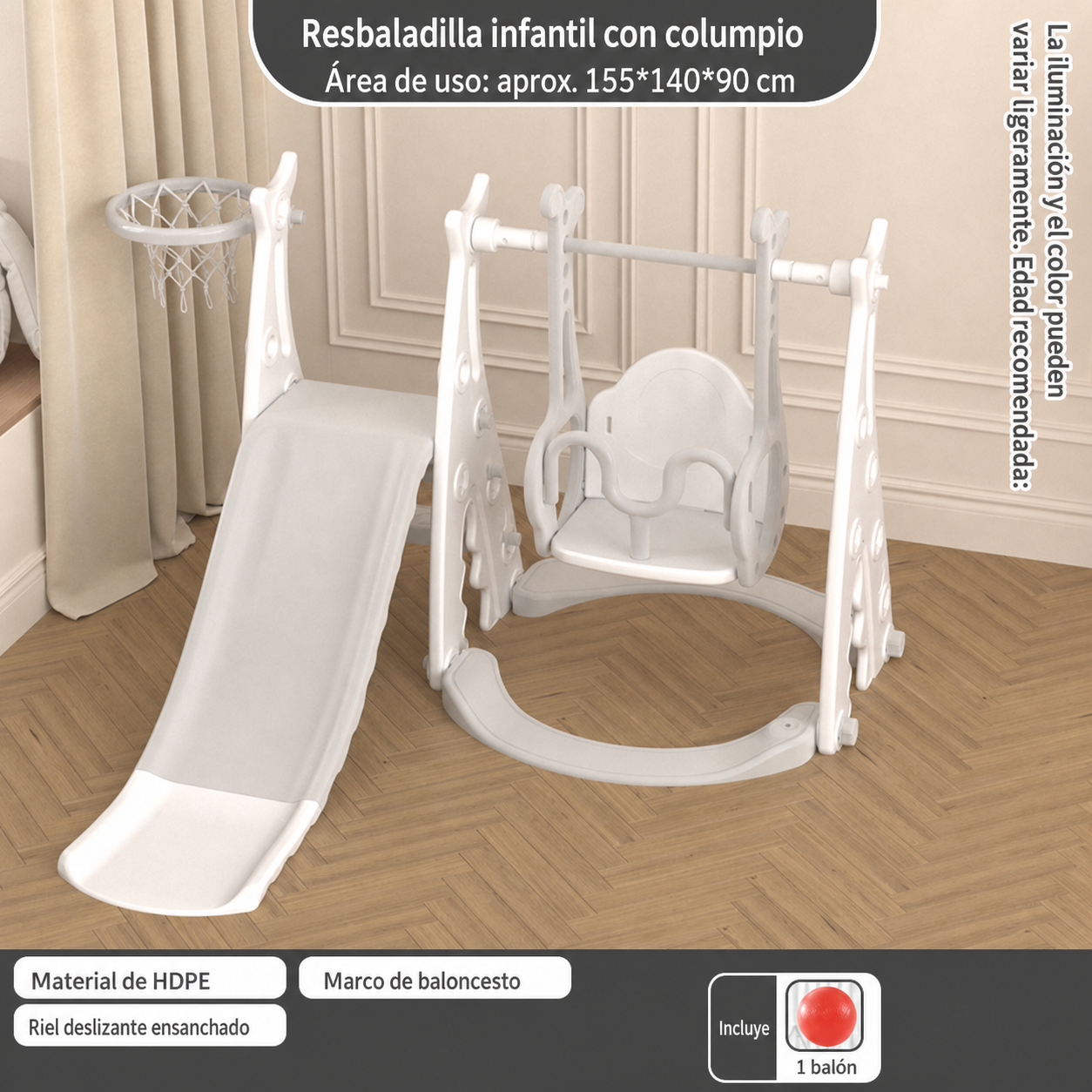 Resbaladilla infantil con columpio set de juego para casa