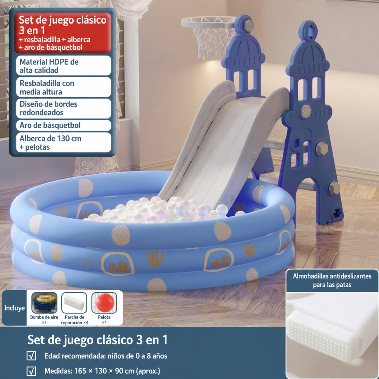 Resbaladilla infantil con columpio set de juego para casa