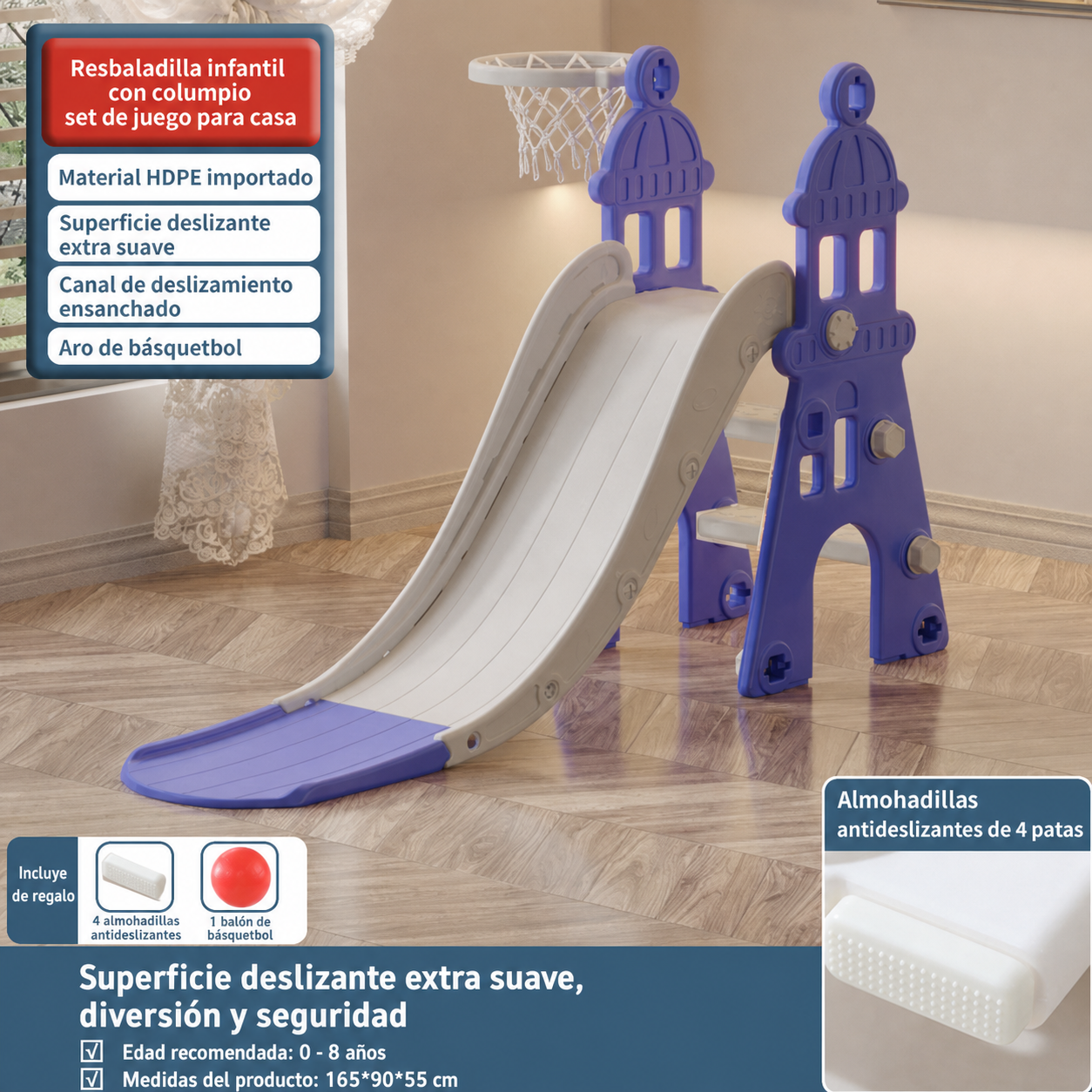 Resbaladilla infantil con columpio set de juego para casa