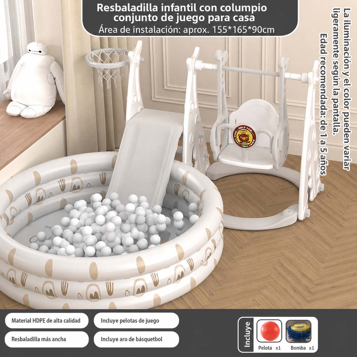 Resbaladilla infantil con columpio set de juego para casa