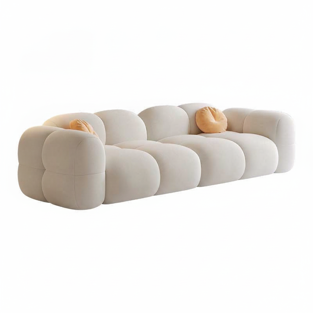 Sofá modular estilo crema tapizado en terciopelo suave - 3
