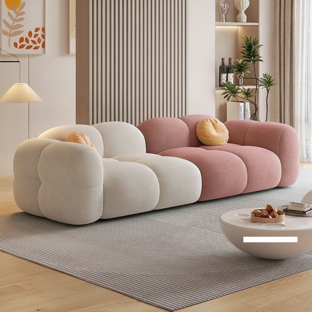 Sofá modular estilo crema tapizado en terciopelo suave - 4