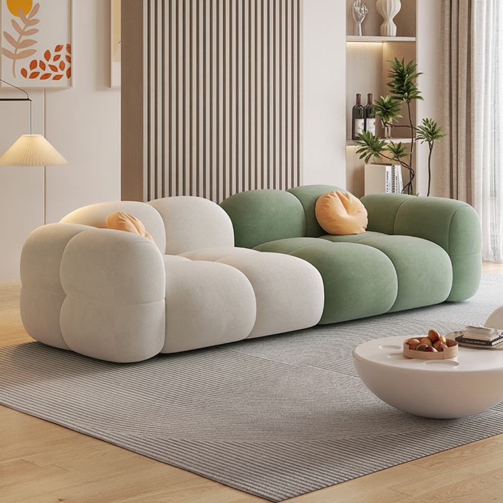 Sofá modular estilo crema tapizado en terciopelo suave - 5