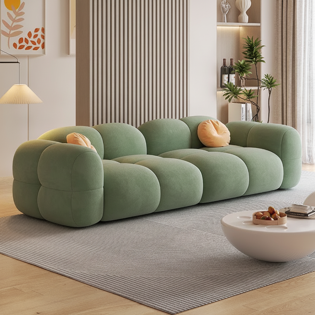 Sofá modular estilo crema tapizado en terciopelo suave - 6