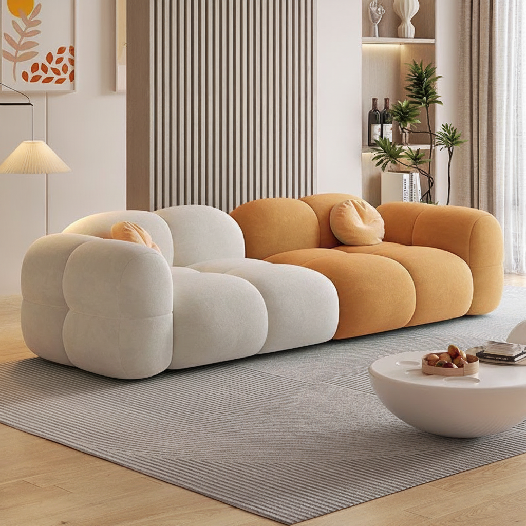 Sofá modular estilo crema tapizado en terciopelo suave - 7