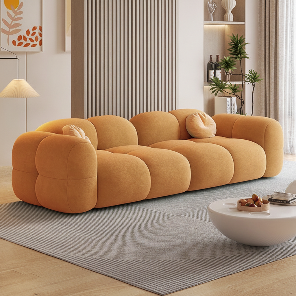 Sofá modular estilo crema tapizado en terciopelo suave - 8