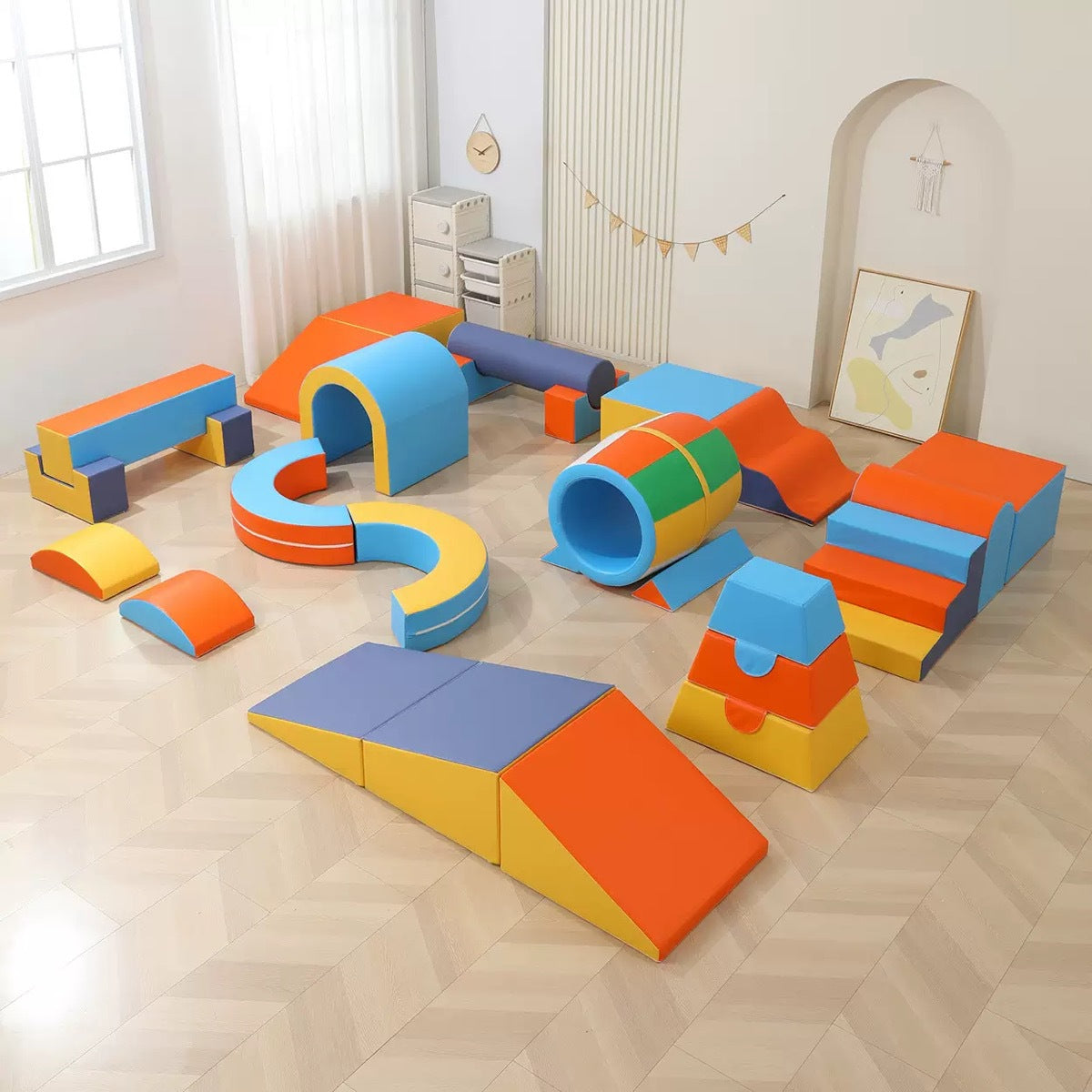 Set de Juego Sensorial Suave para Niños – Colchonetas y Módulos de Gateo