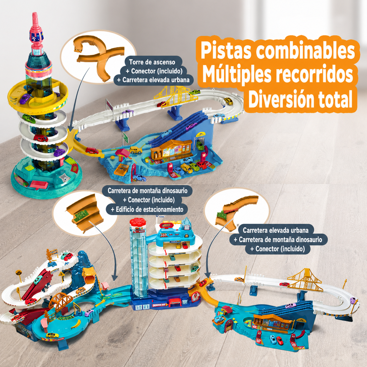 Pista de autos infantil Dinosaurio y Aventura – Set de juego - 4