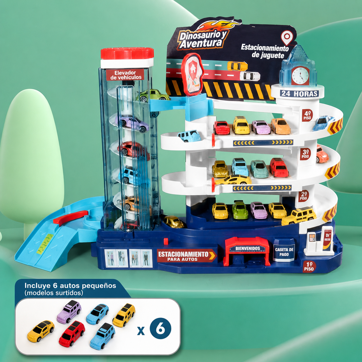 Pista de autos infantil Dinosaurio y Aventura – Set de juego - 10