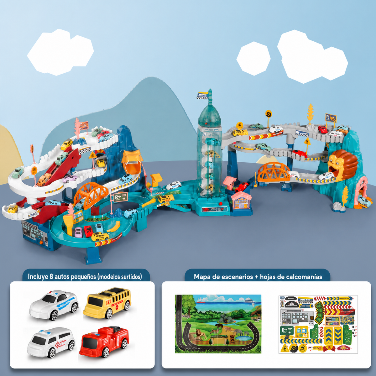 Pista de autos infantil Dinosaurio y Aventura – Set de juego