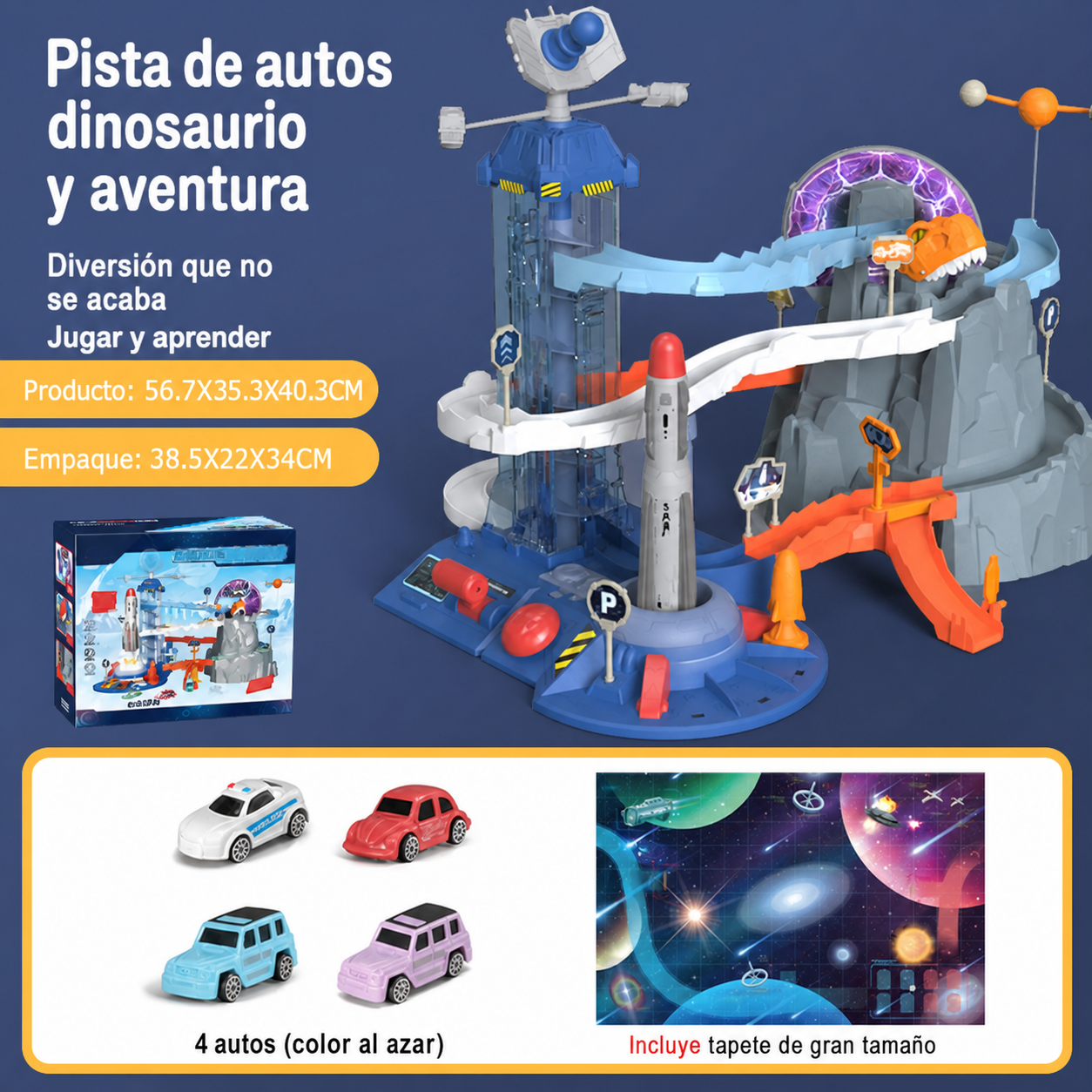 Pista de autos infantil Dinosaurio y Aventura – Set de juego