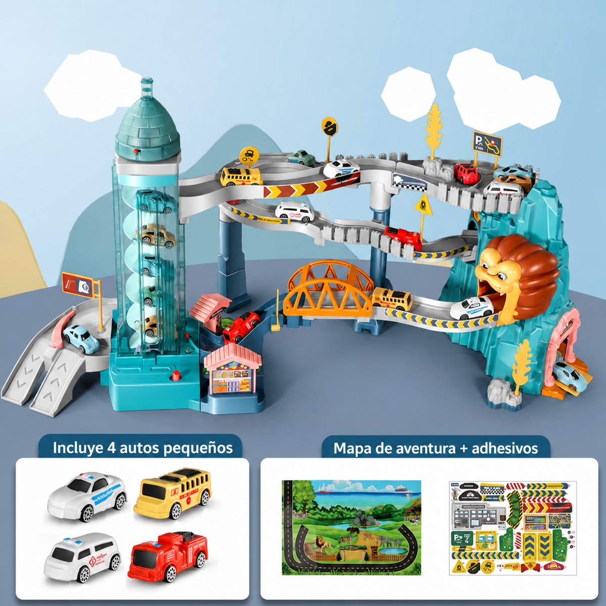 Pista de autos infantil Dinosaurio y Aventura – Set de juego