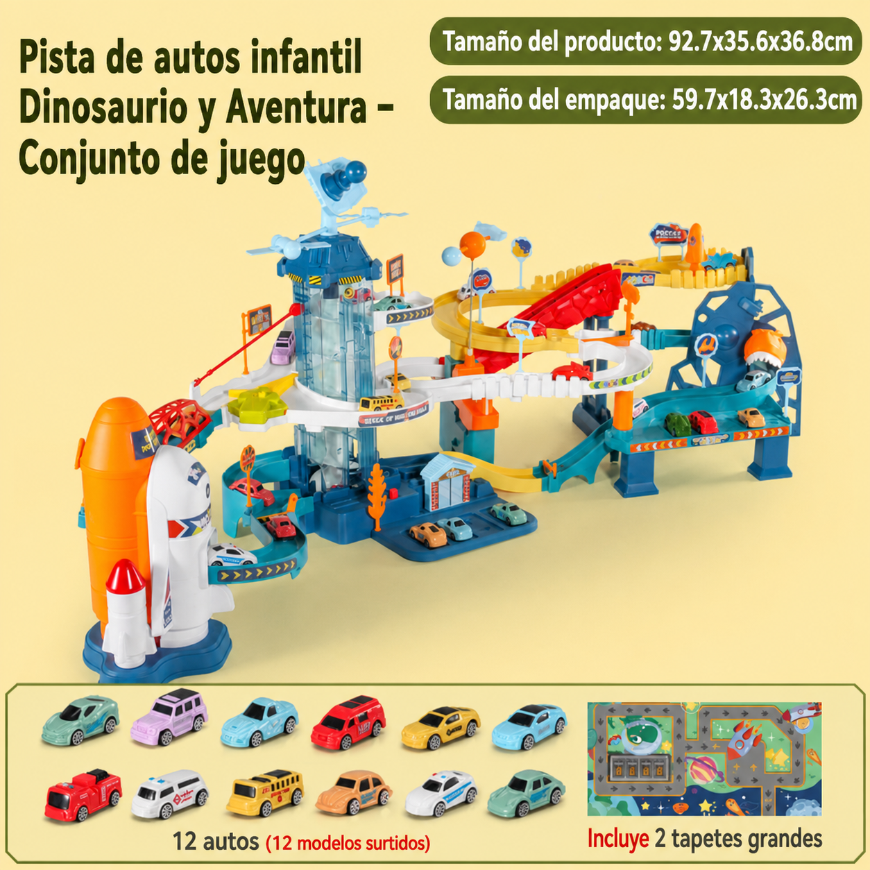 Pista de autos infantil Dinosaurio y Aventura – Set de juego