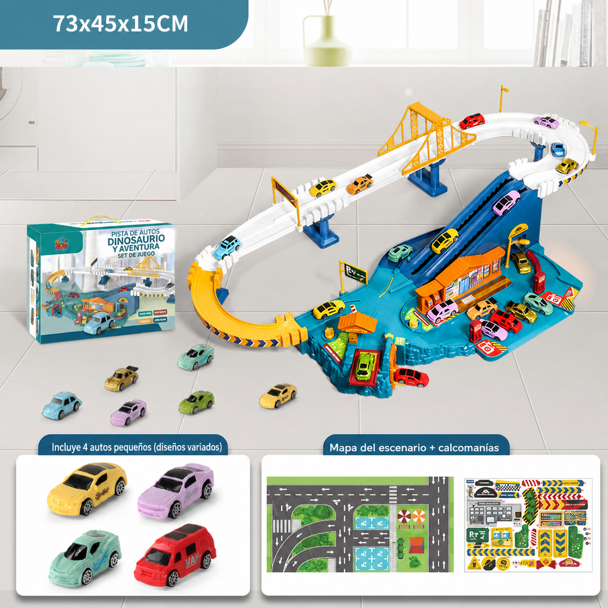Pista de autos infantil Dinosaurio y Aventura – Set de juego