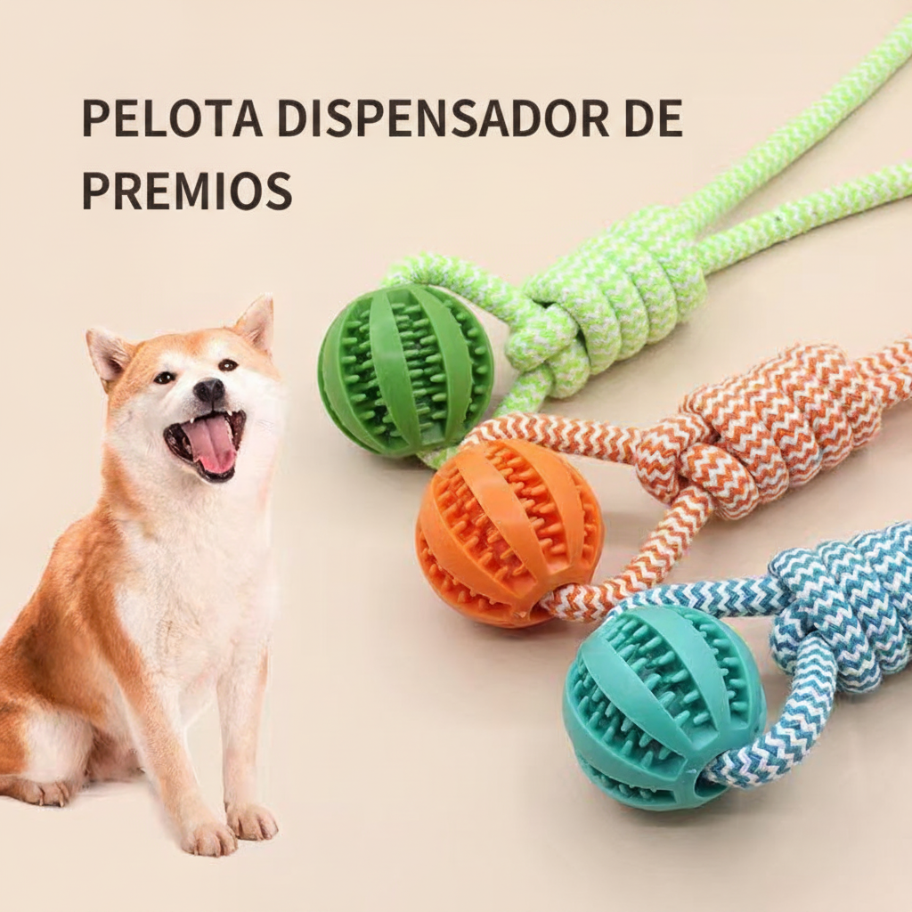 Pelota dispensadora de premios para perros con cuerda - 1