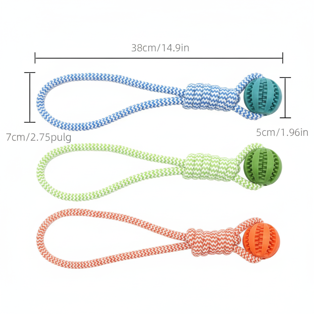 Pelota dispensadora de premios para perros con cuerda - 3