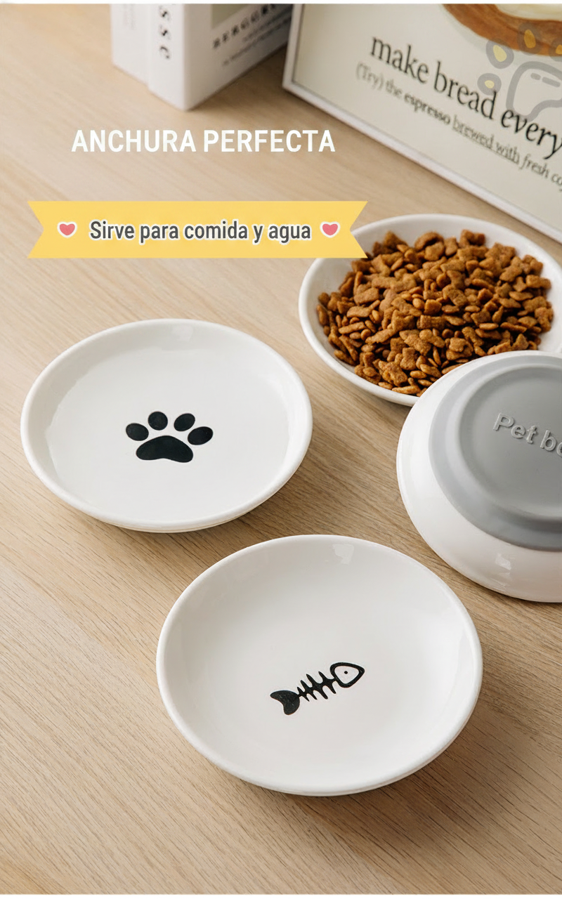 Tazón cerámico para gato con base antiderrapante inclinado - 11