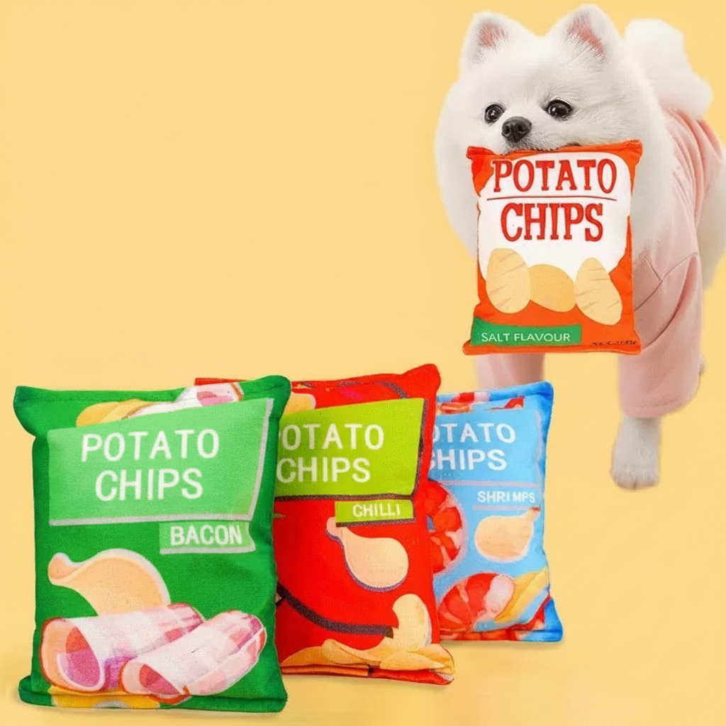Juguete sonoro para mascotas tipo papa frita de peluche - 1