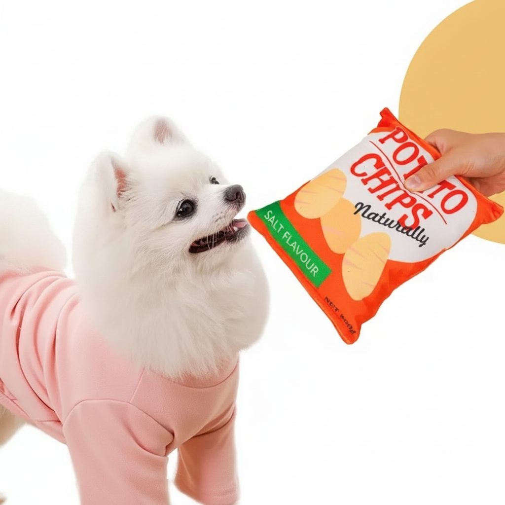 Juguete sonoro para mascotas tipo papa frita de peluche - 2