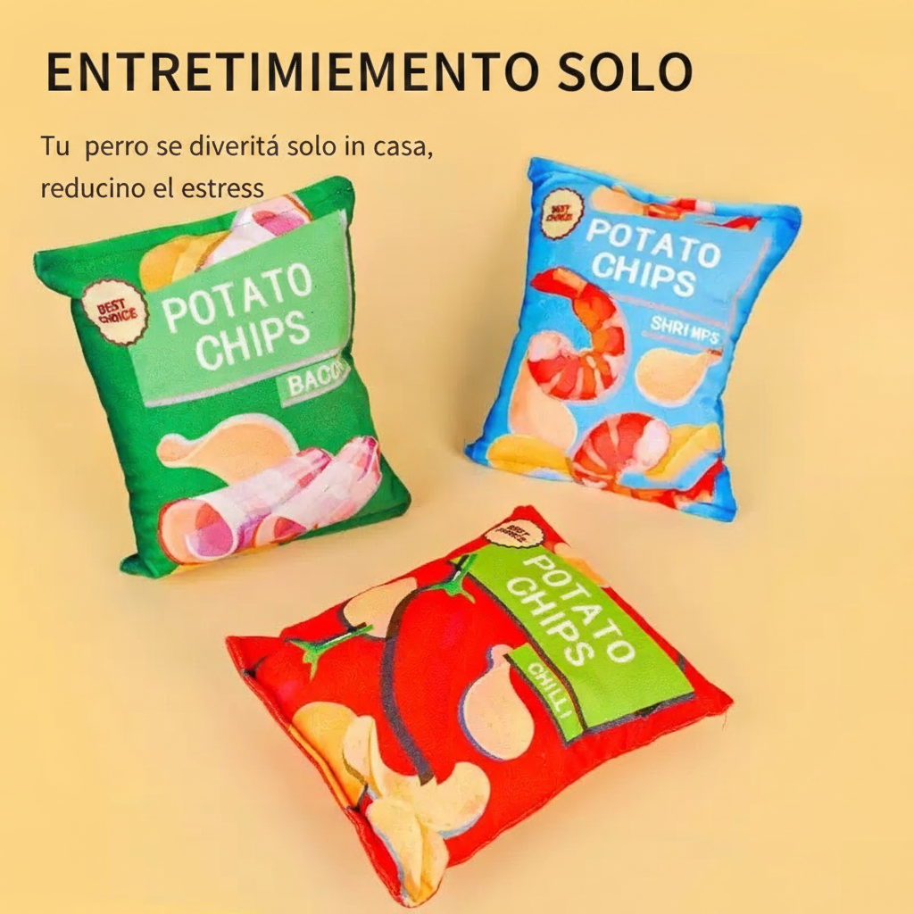 Juguete sonoro para mascotas tipo papa frita de peluche - 3