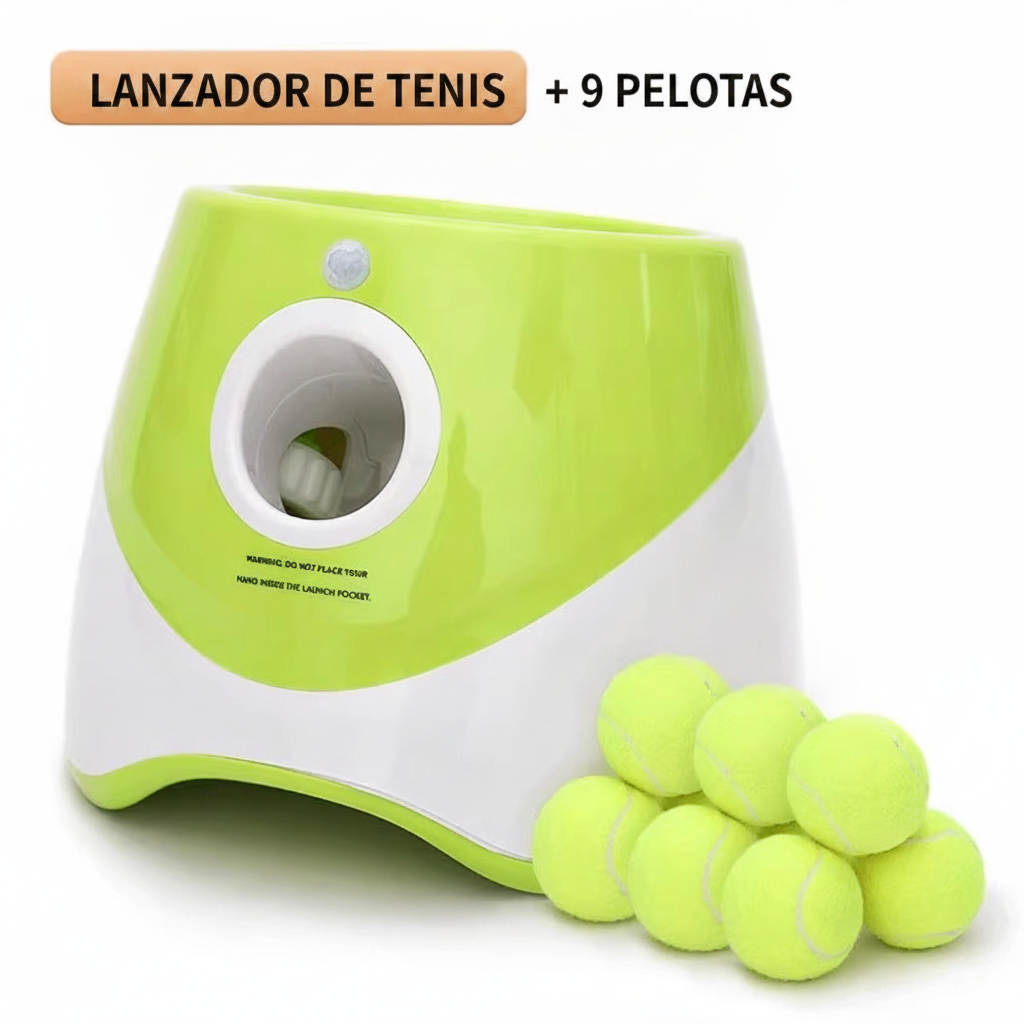 Lanzador automático de pelotas de tenis para perros