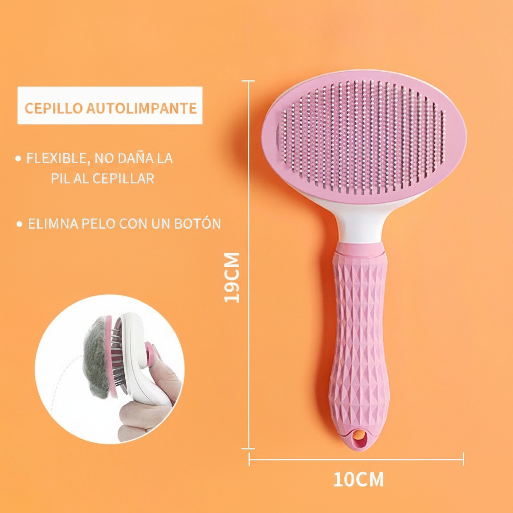 Cepillo Removedor de Pelo para Mascotas con Botón