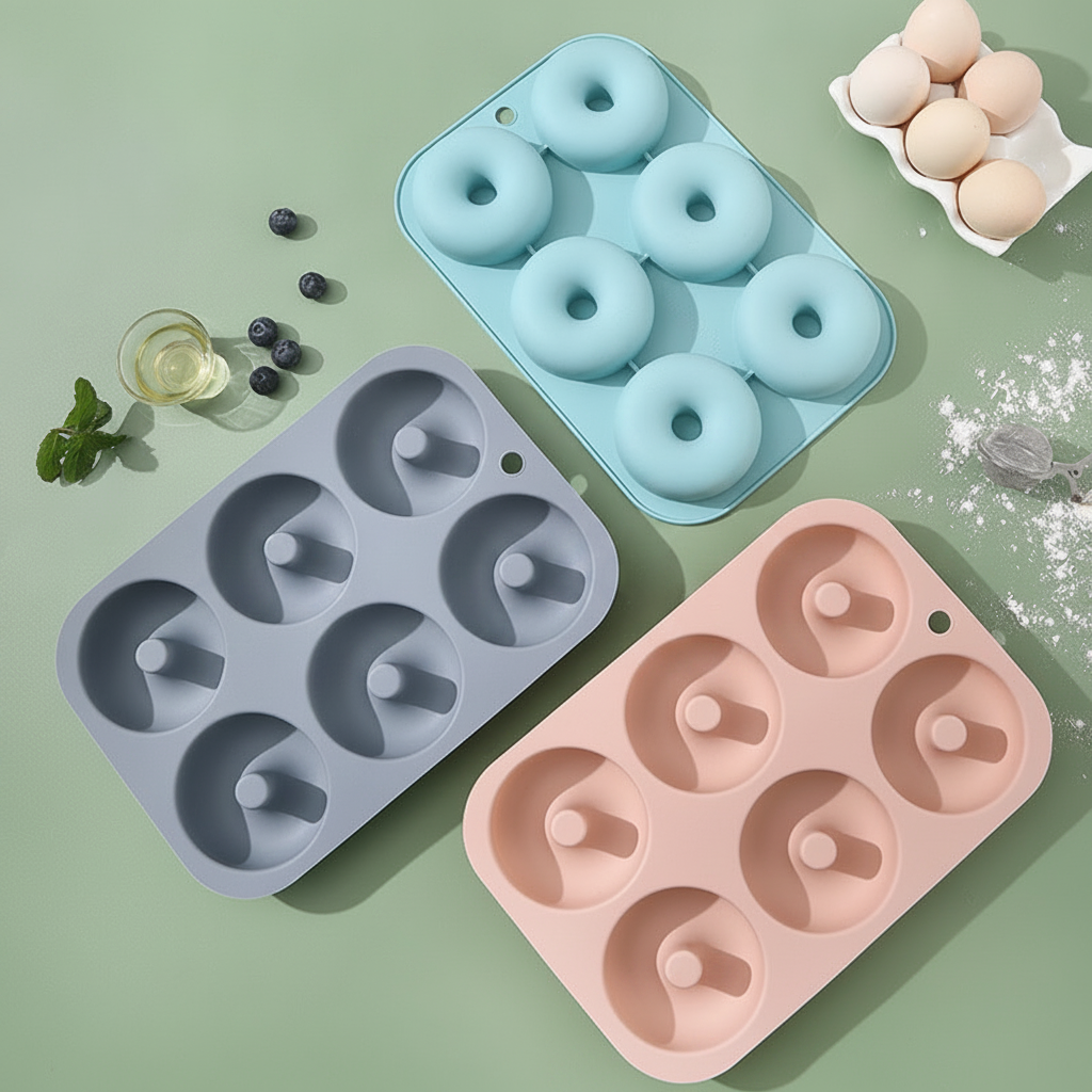 Molde de silicón para donas 6 cavidades antiadherente - 1