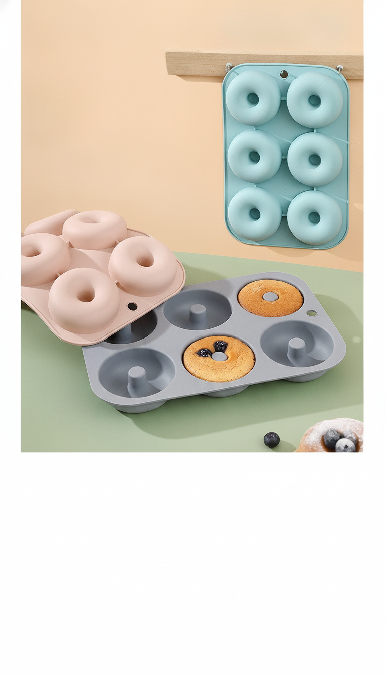 Molde de silicón para donas 6 cavidades antiadherente - 10
