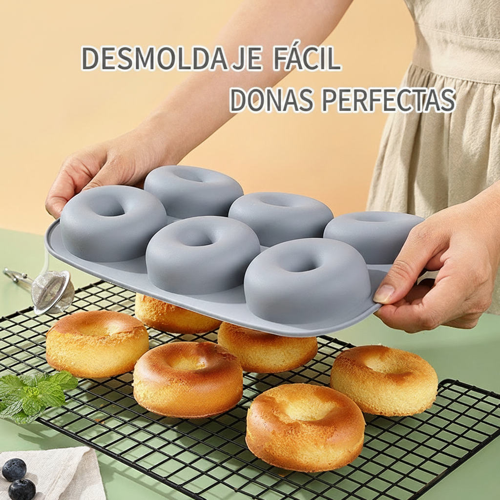 Molde de silicón para donas 6 cavidades antiadherente - 2