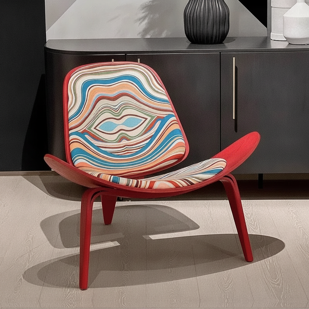 Sillón Individual Estilo Nórdico Concha con Marco de Madera - 3