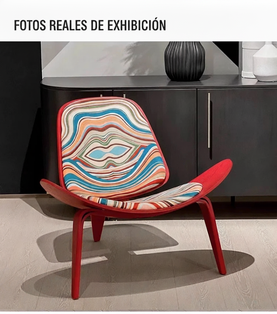 Sillón Individual Estilo Nórdico Concha con Marco de Madera - 7